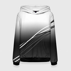 Толстовка-худи женская Градиент с полосами из белого в тёмный, цвет: 3D-черный