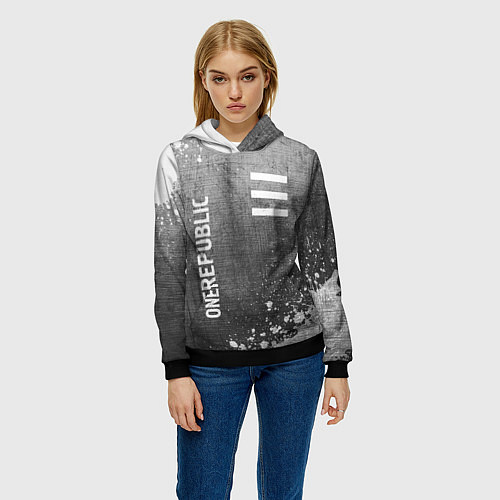 Женская толстовка OneRepublic - grey gradient вертикально / 3D-Черный – фото 3