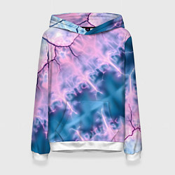 Толстовка-худи женская Вода и розовая абстракция, цвет: 3D-белый