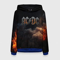 Толстовка-худи женская ACDC металлический лого, цвет: 3D-синий