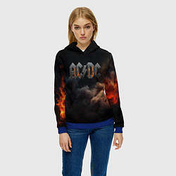 Толстовка-худи женская ACDC металлический лого, цвет: 3D-синий — фото 2