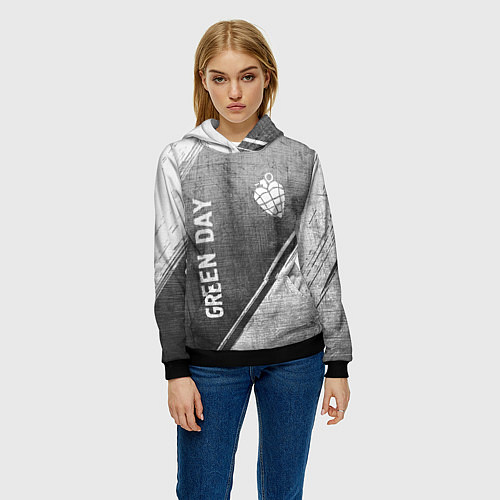 Женская толстовка Green Day - grey gradient вертикально / 3D-Черный – фото 3