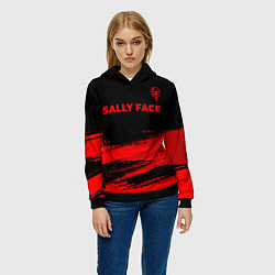 Толстовка-худи женская Sally Face - red gradient посередине, цвет: 3D-черный — фото 2