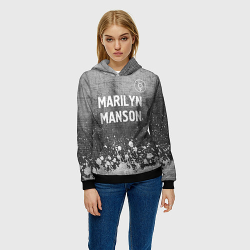 Женская толстовка Marilyn Manson - grey gradient посередине / 3D-Черный – фото 3