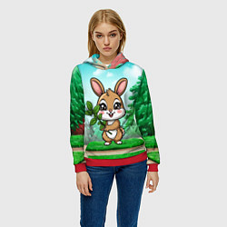 Толстовка-худи женская Зайчик с мятой, цвет: 3D-красный — фото 2