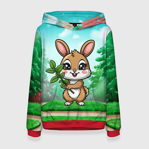 Женская толстовка Зайчик с мятой / 3D-Красный – фото 1