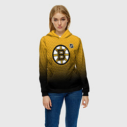 Толстовка-худи женская Бостон Брюинз - геометрический градиент, цвет: 3D-черный — фото 2