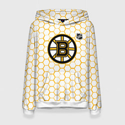 Толстовка-худи женская Бостон Брюинз - белые соты, цвет: 3D-белый