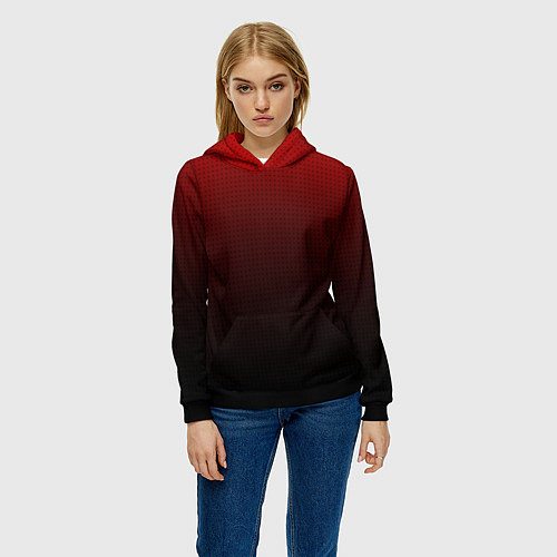 Женская толстовка Из красного в чёрный градиент с точками / 3D-Черный – фото 3