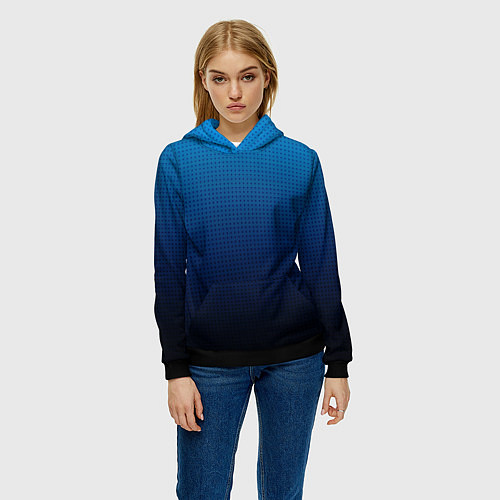 Женская толстовка Из голубого в чёрный градиент с точками / 3D-Черный – фото 3
