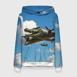 Толстовка-худи женская Бомбардиро крокодило, цвет: 3D-белый