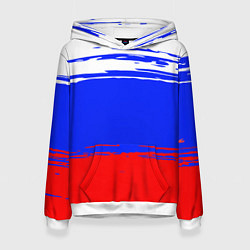 Толстовка-худи женская Патриот - флаг, цвет: 3D-белый