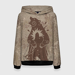 Толстовка-худи женская Медведь хранитель, цвет: 3D-черный