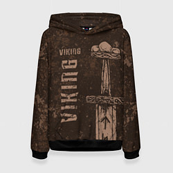 Толстовка-худи женская Меч викинга, цвет: 3D-черный