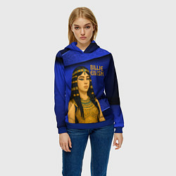 Толстовка-худи женская Билли Айлиш в образе фараона, цвет: 3D-синий — фото 2