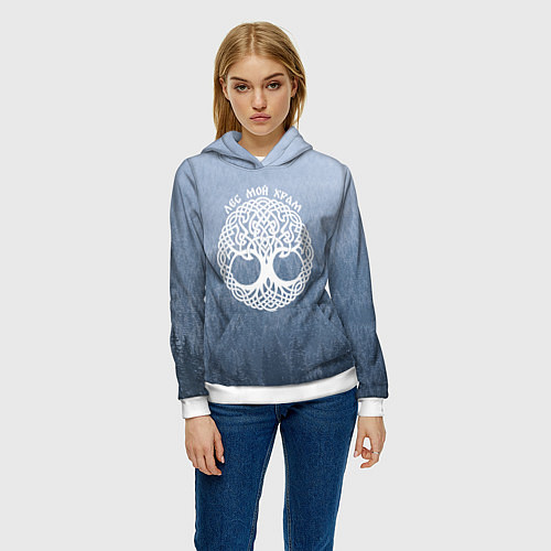 Женская толстовка Лес мой храм древо миров - кельтское тату / 3D-Белый – фото 3