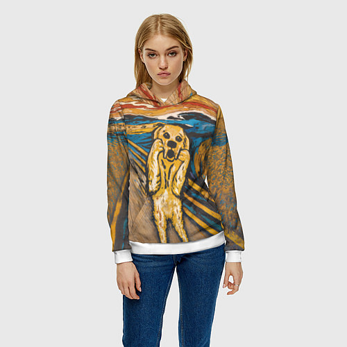Женская толстовка Крик - Пёс / 3D-Белый – фото 3