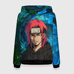 Толстовка-худи женская Bones аниме, цвет: 3D-черный