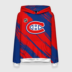 Толстовка-худи женская Монреаль Канадиенс - брызги, цвет: 3D-белый