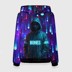 Толстовка-худи женская Bones в стиле киберпанк, цвет: 3D-черный