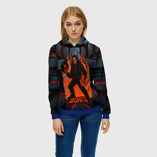 Женская толстовка Bones в стиле дьявола с пластинкой / 3D-Синий – фото 3