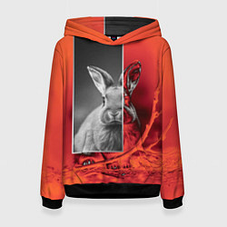 Толстовка-худи женская Хмурый кролик, цвет: 3D-черный