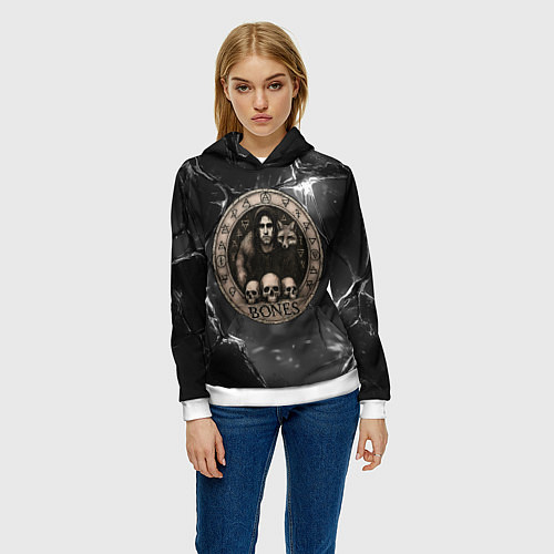 Женская толстовка Bones с лисой - готика / 3D-Белый – фото 3
