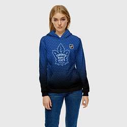 Толстовка-худи женская Торонто Мейпл Лифс - синие соты, цвет: 3D-черный — фото 2