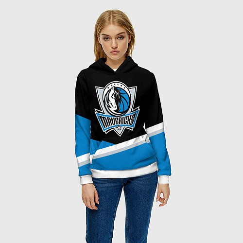 Женская толстовка Даллас Маверикс - линии / 3D-Белый – фото 3