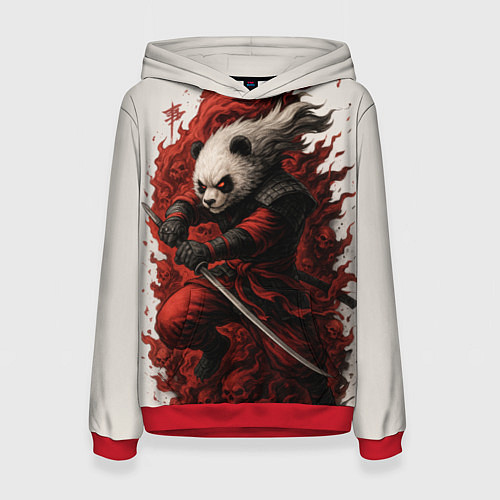 Женская толстовка Демоническая панда самурай - нейроарт / 3D-Красный – фото 1
