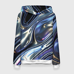 Толстовка-худи женская Серебро жидкий металл, цвет: 3D-белый