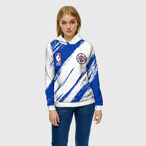 Женская толстовка Клипперс - синяя краска / 3D-Белый – фото 3
