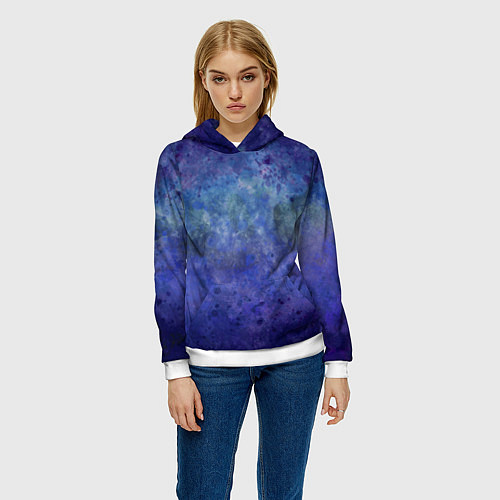 Женская толстовка Абстракция - blue tunnel / 3D-Белый – фото 3