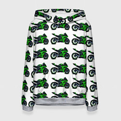 Толстовка-худи женская Motorbike green, цвет: 3D-меланж