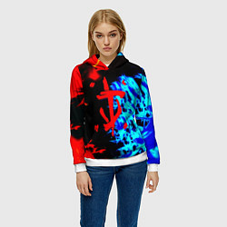 Толстовка-худи женская Doom лёд и пламя, цвет: 3D-белый — фото 2