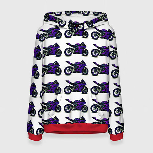 Женская толстовка Motorcycle purple gloss / 3D-Красный – фото 1
