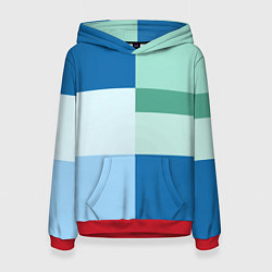 Толстовка-худи женская Мятное небо колор-блок, цвет: 3D-красный
