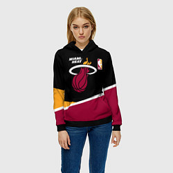 Толстовка-худи женская Майами Хит - линии, цвет: 3D-черный — фото 2