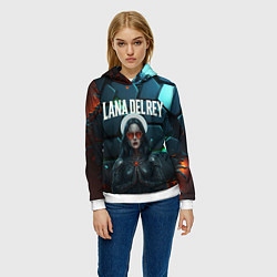 Толстовка-худи женская Lana Del Rey в стиле киберпанка, цвет: 3D-белый — фото 2