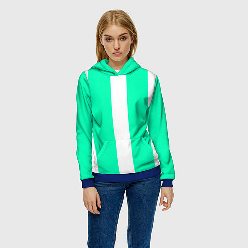 Женская толстовка Color turquoise white line / 3D-Синий – фото 3