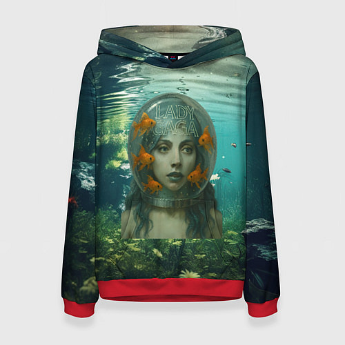Женская толстовка Леди Гага под водой в аквариуме / 3D-Красный – фото 1
