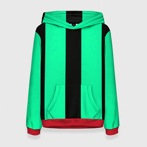 Женская толстовка Color turquoise black line / 3D-Красный – фото 1