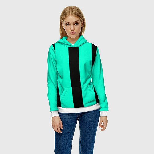 Женская толстовка Color light blue white line / 3D-Белый – фото 3