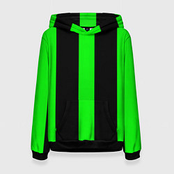 Толстовка-худи женская Color green black lines, цвет: 3D-черный