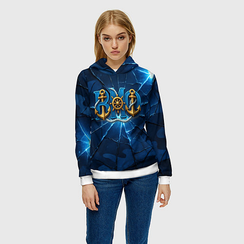 Женская толстовка ВМФ якорь и штурвал / 3D-Белый – фото 3