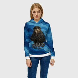 Толстовка-худи женская ВМФ медведь, цвет: 3D-белый — фото 2