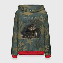 Толстовка-худи женская ВМФ волк пехотинец, цвет: 3D-красный