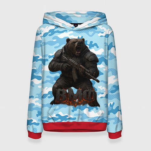 Женская толстовка ВМФ злой медведь с автоматом / 3D-Красный – фото 1