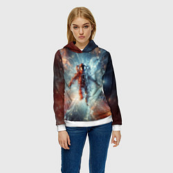 Толстовка-худи женская Космонавт в космической туманности, цвет: 3D-белый — фото 2