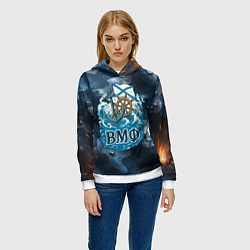 Толстовка-худи женская Штурвал и якорь ВМФ, цвет: 3D-белый — фото 2